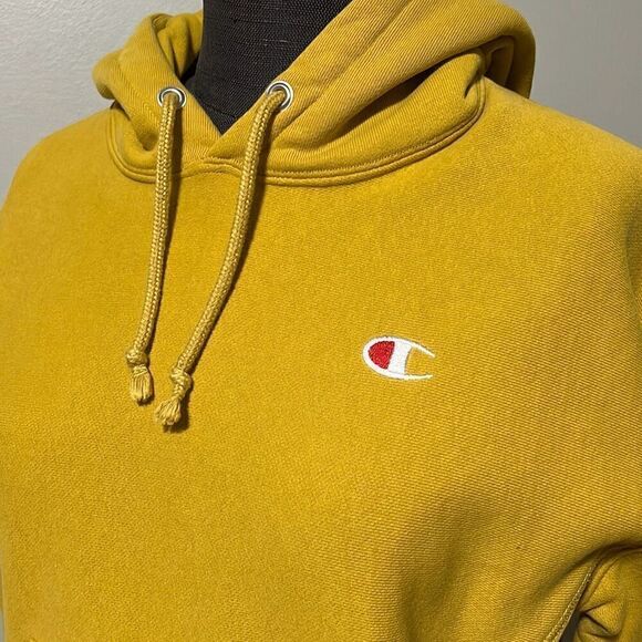 Champion Yellow Reverse Weave Drop Shoulder Pullover Hoodie - Picture 3 of 10